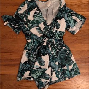 Worn once palm leave romper